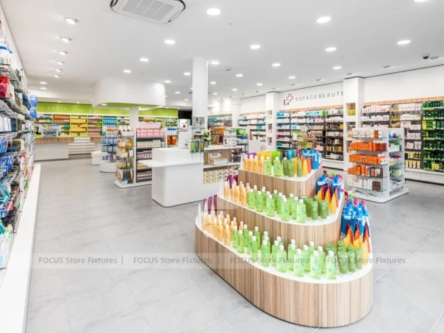 Lime Green and Magenta Pharmacy Gondola Display Layout