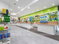 Lime Green and Magenta Pharmacy Gondola Display Layout