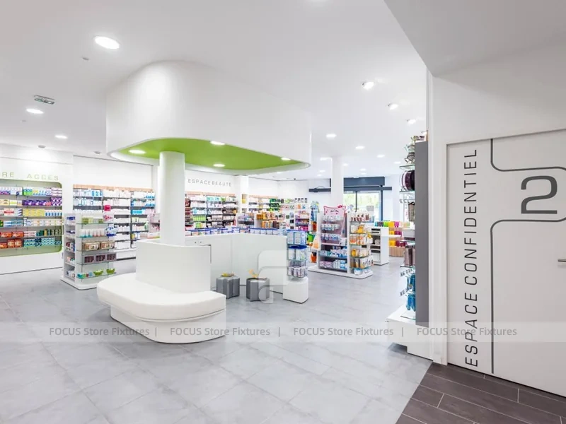 Lime Green and Magenta Pharmacy Gondola Display Layout