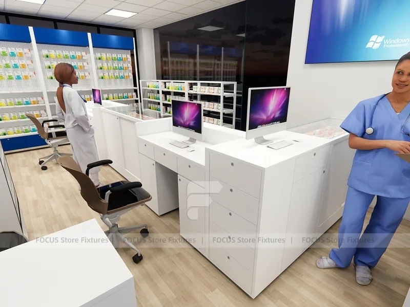 London Health Centre Blue Lit Pharmacy Wall Fixture