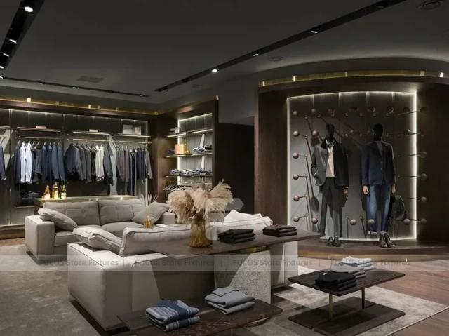 Luxury Dark Menswear Lounge Display