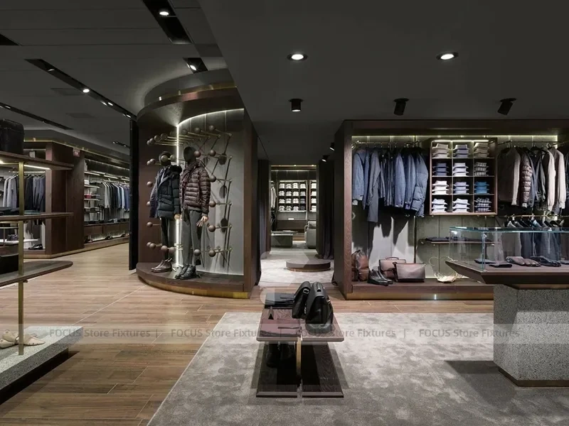 Luxury Dark Menswear Lounge Display