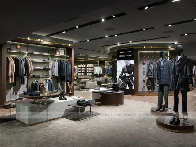 Luxury Dark Menswear Lounge Display