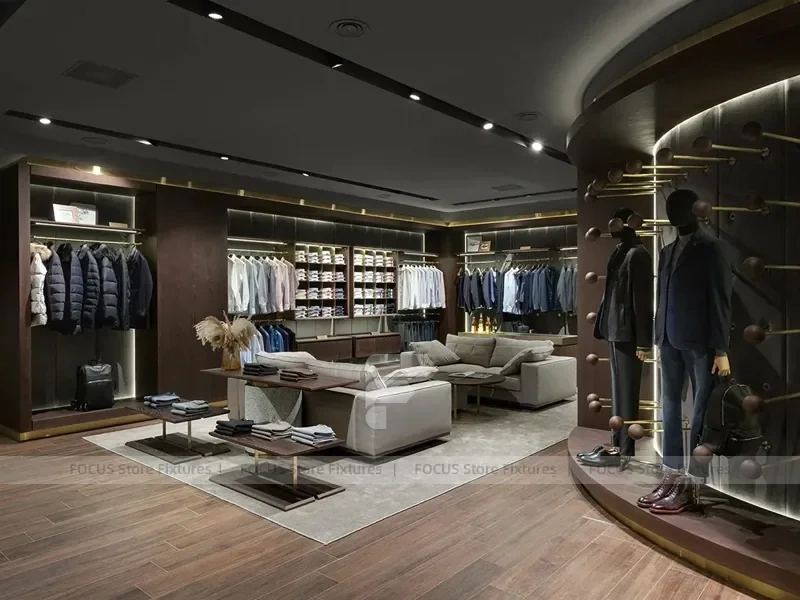 Luxury Dark Menswear Lounge Display
