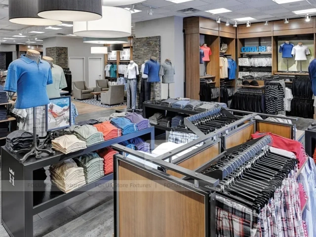Menswear Store Wood Wall and Rack Display