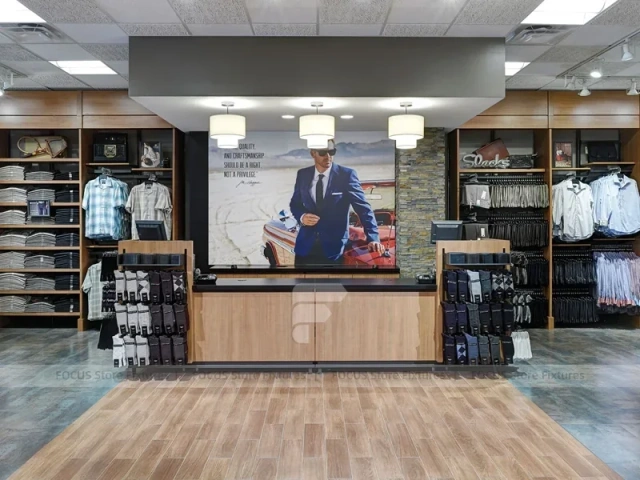 Menswear Store Wood Wall and Rack Display