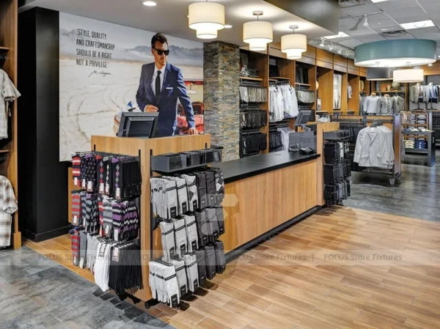 Menswear Store Wood Wall and Rack Display