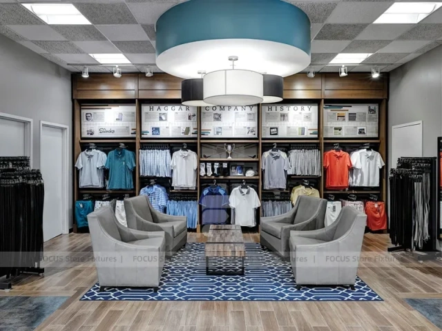 Menswear Store Wood Wall and Rack Display
