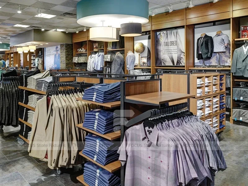 Menswear Store Wood Wall and Rack Display