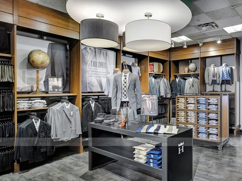 Menswear Store Wood Wall and Rack Display