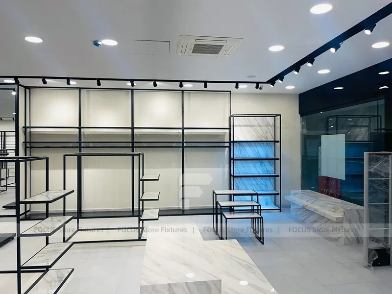Minimal Black Frame Apparel Store Fixture Layout