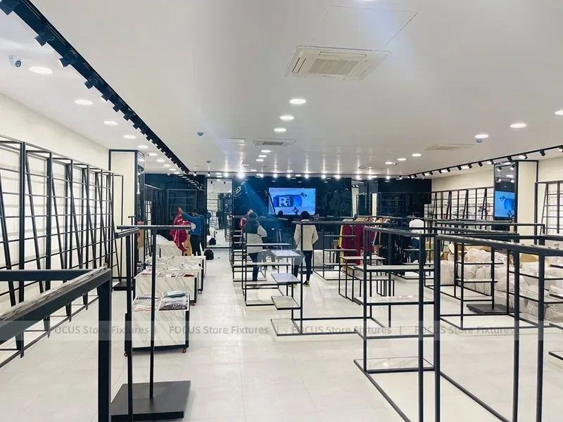 Minimal Black Frame Apparel Store Fixture Layout