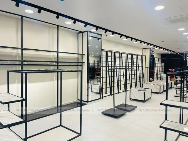 Minimal Black Frame Apparel Store Fixture Layout