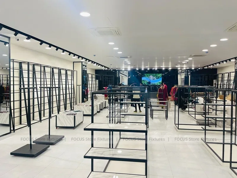Minimal Black Frame Apparel Store Fixture Layout