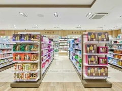 Minimal Pharmacy Gondola and Wall Shelf Layout