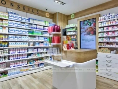 Minimal Pharmacy Gondola and Wall Shelf Layout