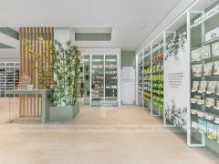 Minimal Pharmacy Gondola and Wall Shelf Layout