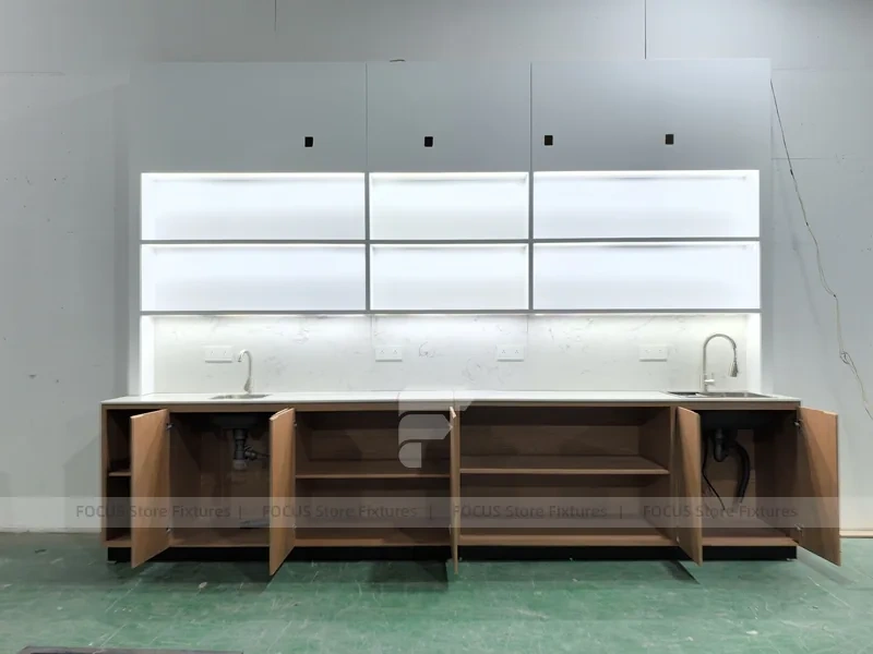 Minimal Pink Beverage Wall Shelving