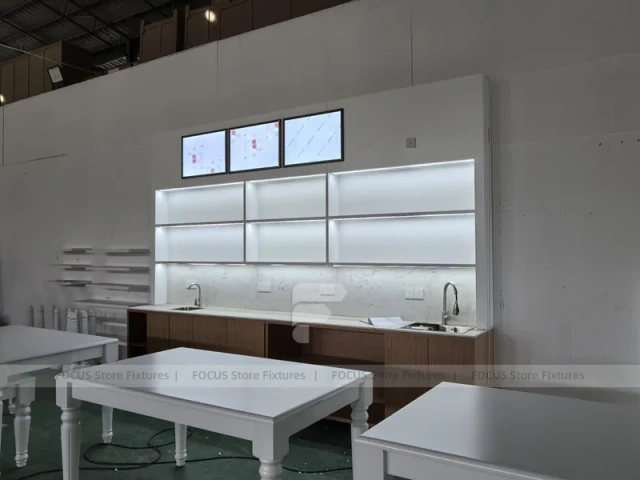 Minimal Pink Beverage Wall Shelving
