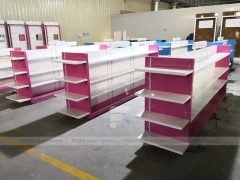 Multi Color Pharmacy Gondola Shelf Fixture Set