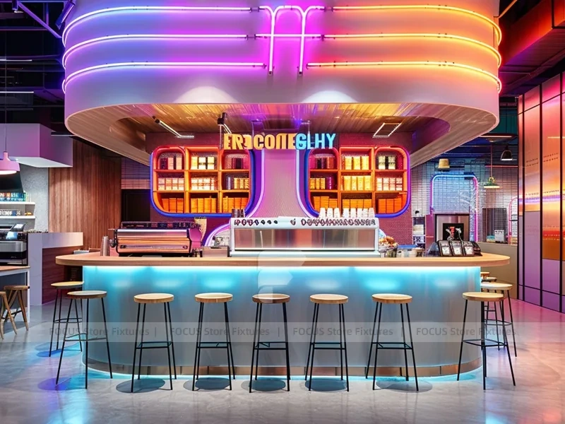 Neon Gradient Beverage Bar Counter