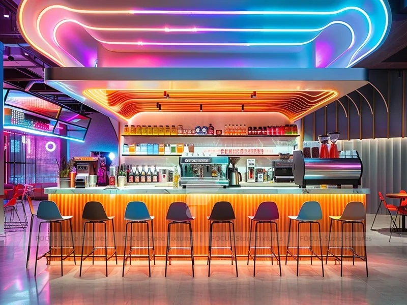 Neon Gradient Beverage Bar Counter