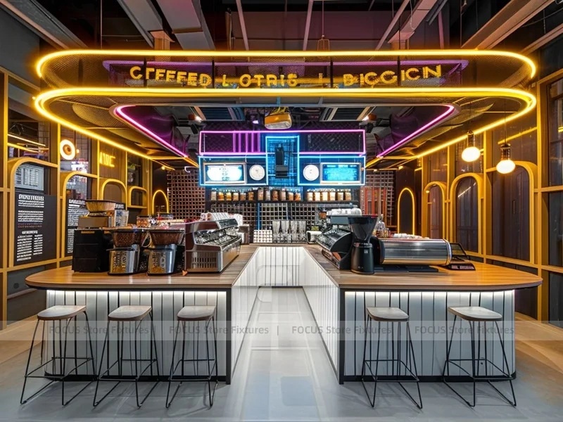 Neon Gradient Beverage Bar Counter