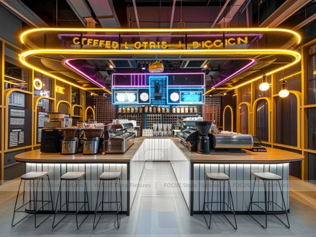 Neon Gradient Beverage Bar Counter