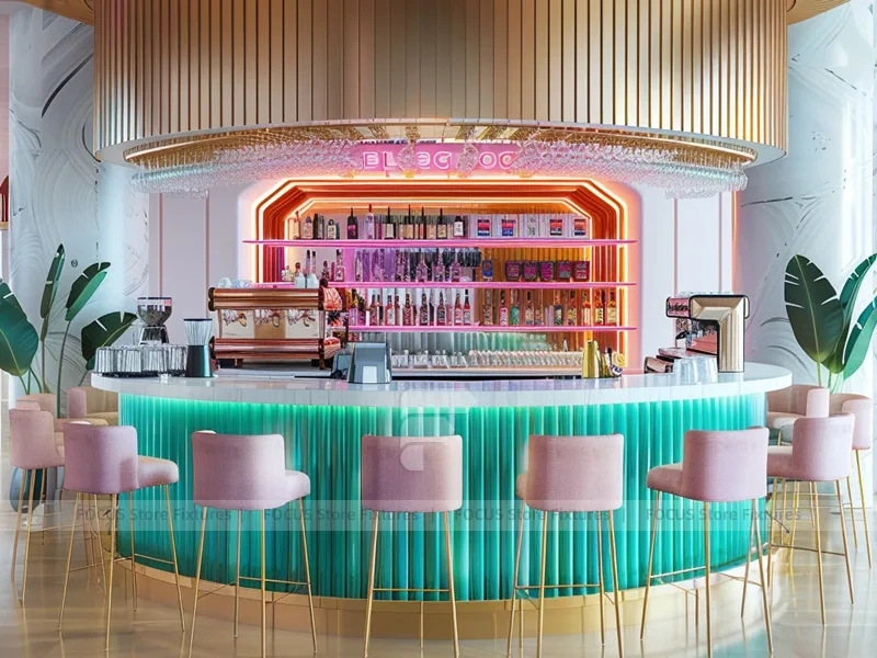 Neon Green Juice Bar Island Kiosk