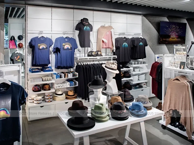 Pastel Apparel Wall Table and Hat Display