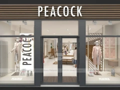Peacocks Dark Framed Storefront Display