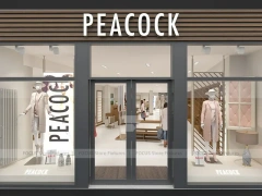 Peacocks Dark Framed Storefront Display