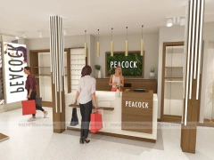 Peacocks Wood Reception Counter Display
