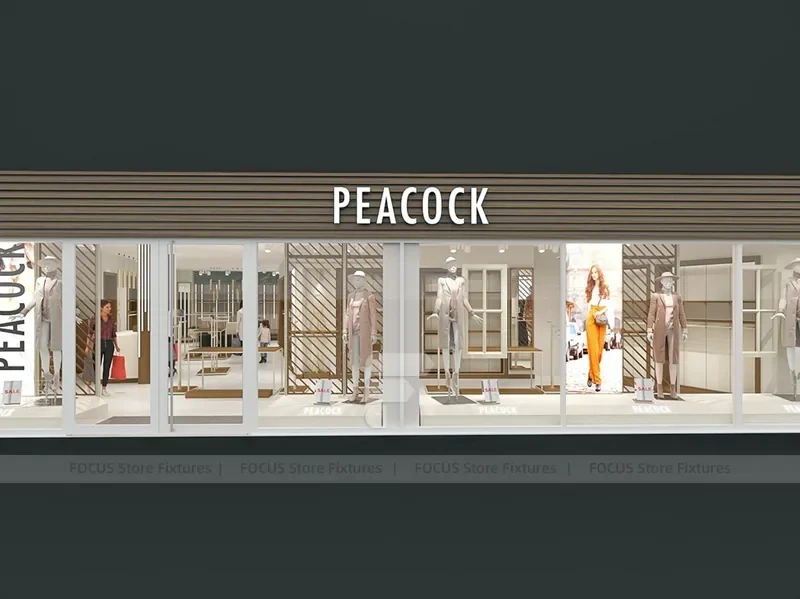 Peacocks Wood Reception Counter Display
