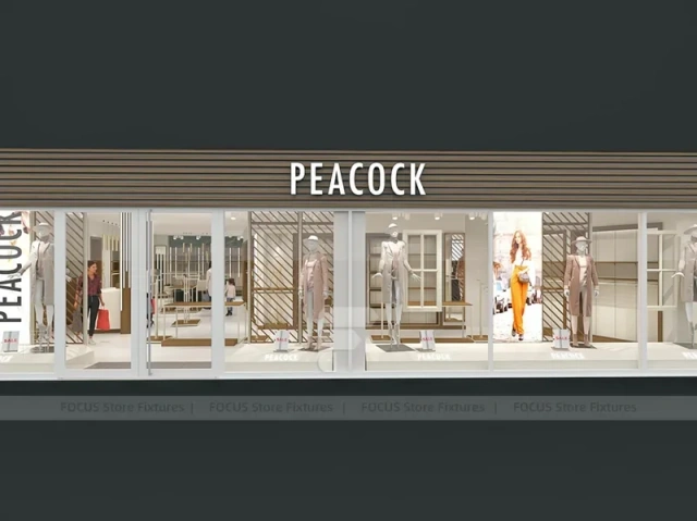 Peacocks Wood Reception Counter Display