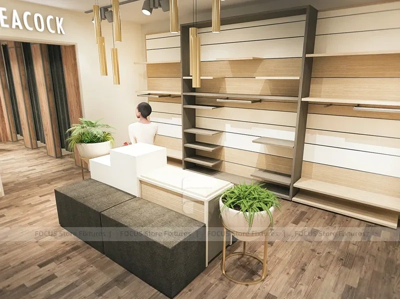 Peacocks Wood Slatwall Retail Fixture Layout