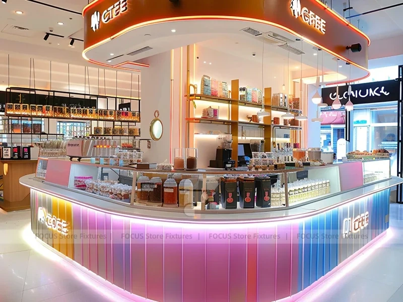 Pink Blue Beverage Glass Corner Counter