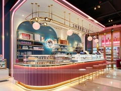Pink Blue Dessert Beverage Counter Layout