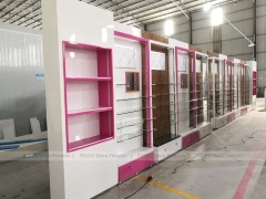 Pink Orange Beauty Pharmacy Wall Shelving Fixture Set