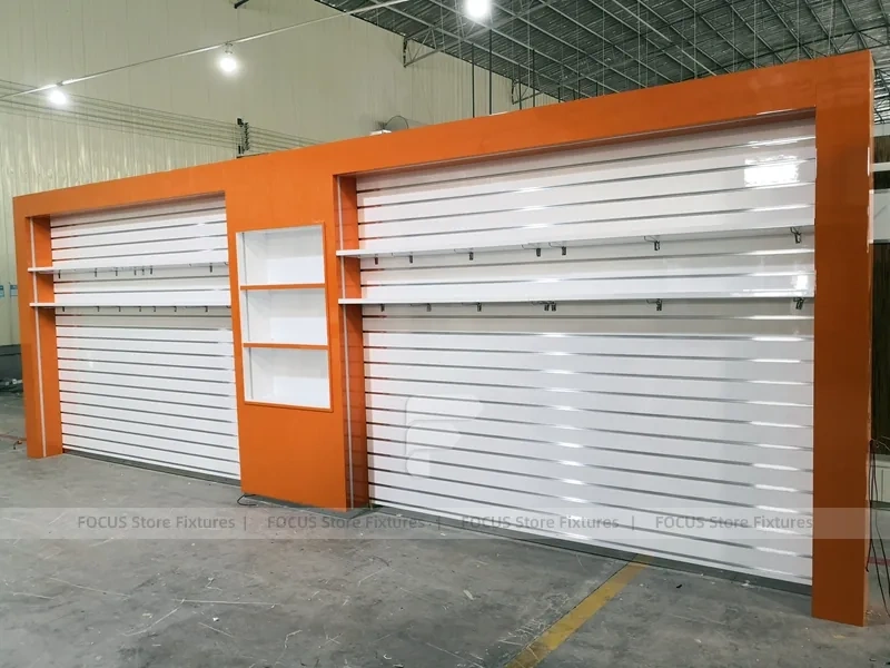 Pink Orange Beauty Pharmacy Wall Shelving Fixture Set