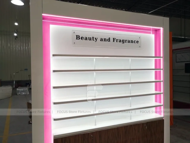 Pink Orange Beauty Pharmacy Wall Shelving Fixture Set