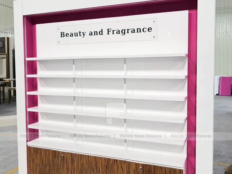 Pink Orange Beauty Pharmacy Wall Shelving Fixture Set