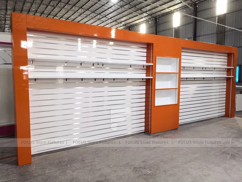 Pink Orange Beauty Pharmacy Wall Shelving Fixture Set