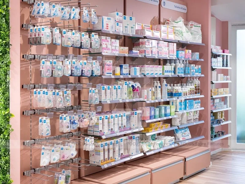 Pink Pegboard Pharmacy Personal Care Wall Display