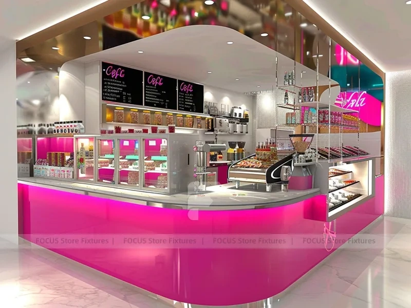 Pink White Dessert Beverage Kiosk