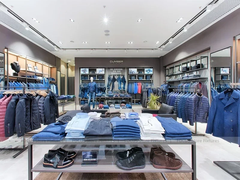 Premium Menswear Wood Wall and Island Display