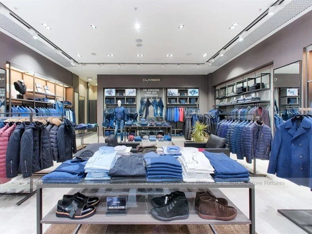 Premium Menswear Wood Wall and Island Display