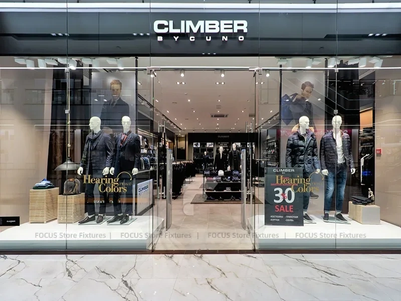 Premium Menswear Wood Wall and Island Display