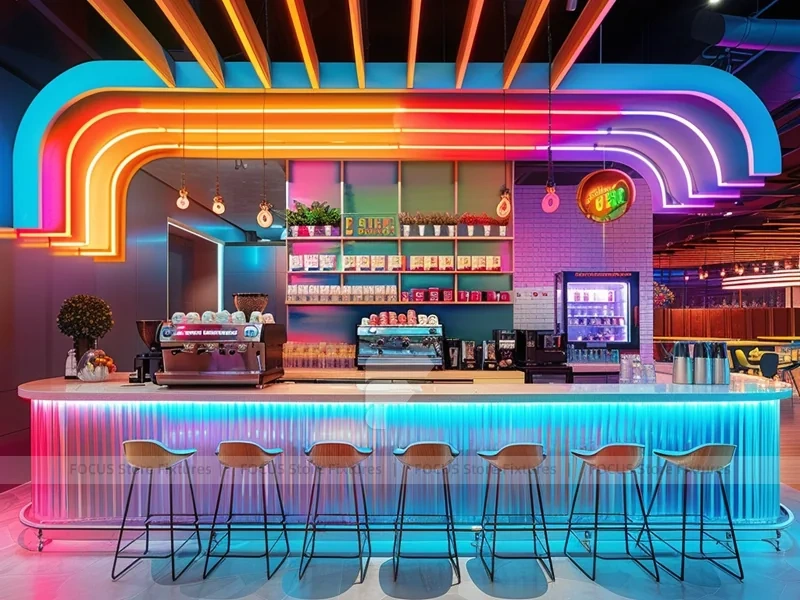 Rainbow Neon Beverage Bar Counter
