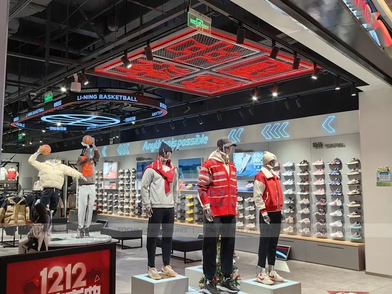 Red Basketball Sportswear Mannequin and Shoe Wall Display
